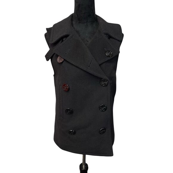 R13 Woman's Wool Vest Black Anchor buttons Lined Small - Picture 1 of 15